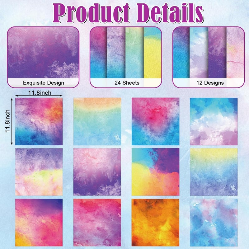 EggSun 48 Sheets Scrapbook Paper 11x11, Watercolor Pattern Decorative Scrapbook Paper for Journals DIY Cards and Photo Albums, Aesthetic Craft Supplies for Kids and Adults - Image 4